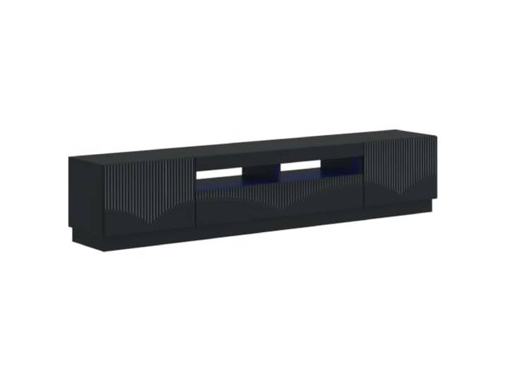 KTHLBRH TV-Möbel LED 3 Stück Schwarz Holz Engineered Um 90 Grad drehbare Türen, schlankes Design, Multimedia-Speicher, modernes Wohnzimmer, 36,3 kg