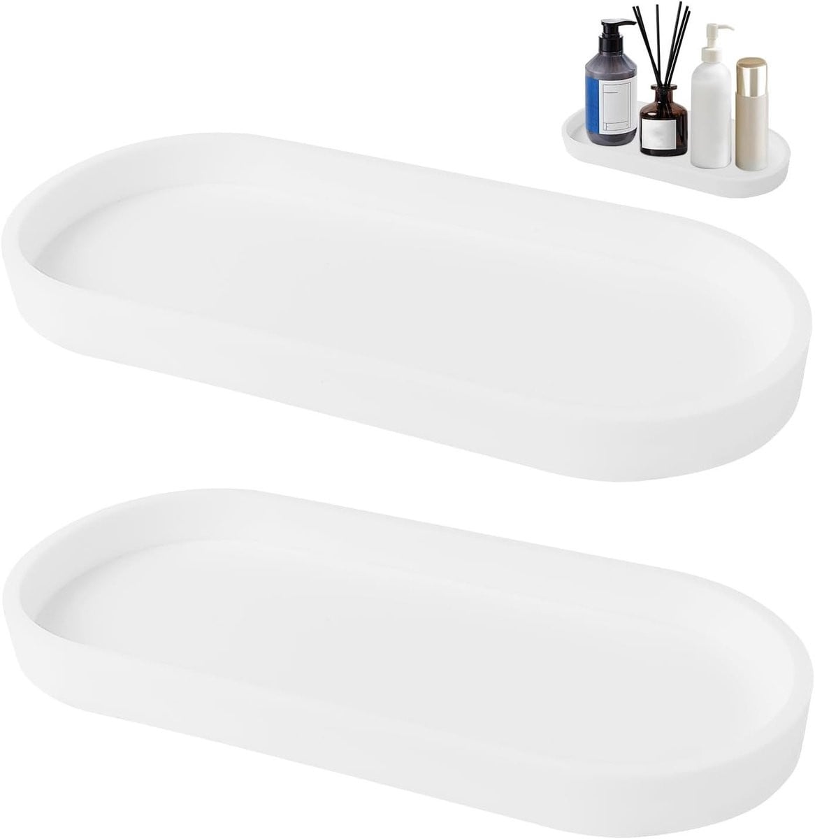 Decoratieve Silicone Badkamer Tray Set - Kleine Opslag Tray voor Make-up en Keuken - Modern Badkamer Accessoire voor Wastafel en Bad