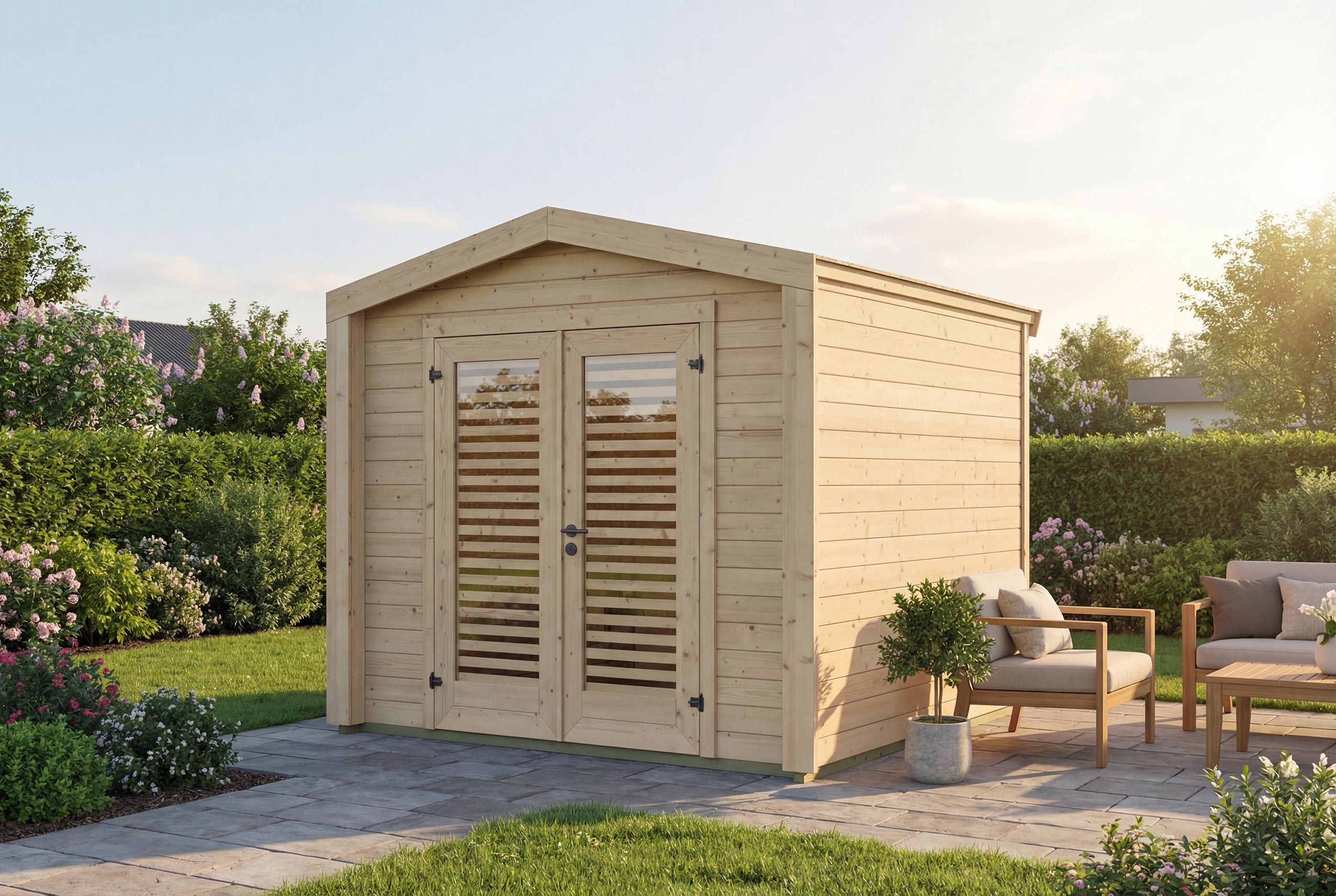 Gartenhaus Killarney, 250x250cm, Naturbelassen, 28mm