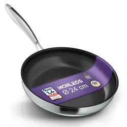 Morleos Keramikpfanne 24cm | Vollbeschichtet | 5-Schicht - 3mm -1 Kg | Premium Bratpfanne für Induktion | Antihaft, Omelettpfanne Eierpfanne