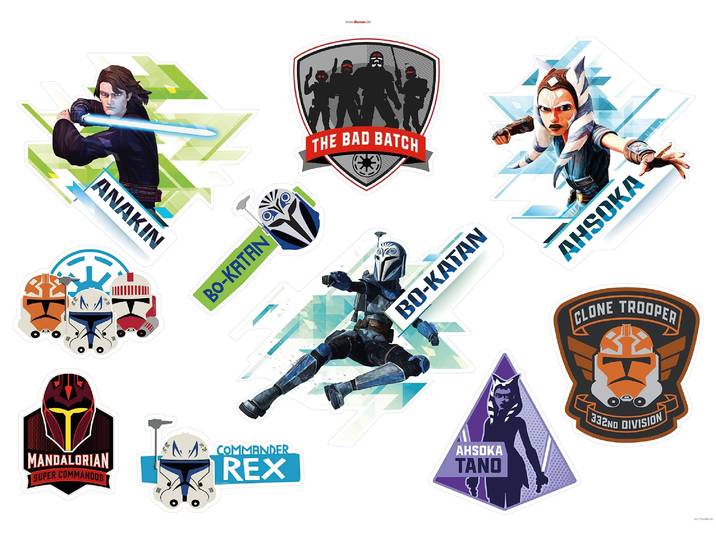 Wandtattoo KOMAR Clone Wars Badges - Grösse 100 x 70 cm , bunt, B:100cm H:70cm, Folie, Wandtattoos, Wandtattoo, selbstklebend, Wandsticker, Kinderzimmer