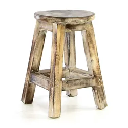 VCM Vintage Hocker   braun geflammt massiv Holz   Sitzhocker Blumentisch   Maße Sitzfläche 25cm x 40cm hoch