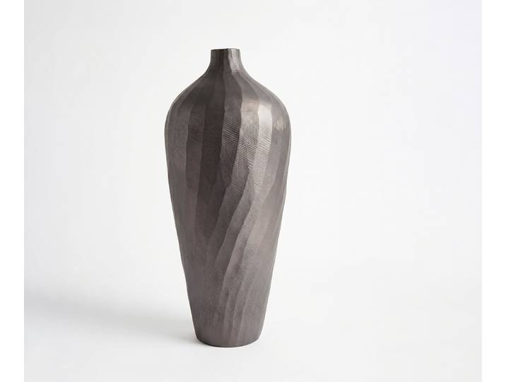 DELIFE Vase Torvia B17 x T17 x H41 cm Aluminium Hämatit Handgemacht, Wohnaccessoires