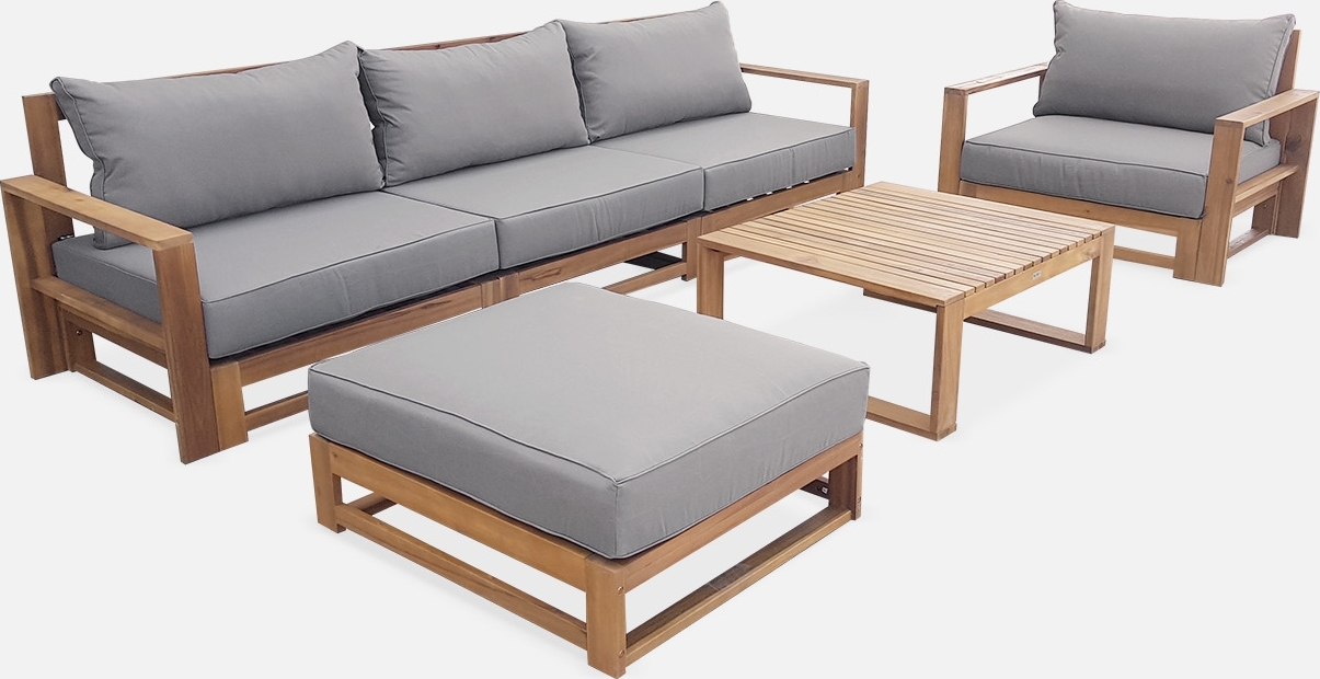 sweeek - Gartengarnitur aus Holz 5 Sitze - Mendoza - Holzfarben
