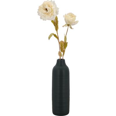 Kunstblumenstrauß CREATIV GREEN "Rose und Peonie in Vase", beige (anthrazit, creme), H:55cm, Keramik, Kunststoff, Polyester, Kunstpflanzen, in Trockenblumenoptik