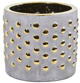 Nearly Natural "7"" Regal Stone Hobnail Planter with Gold Accents"