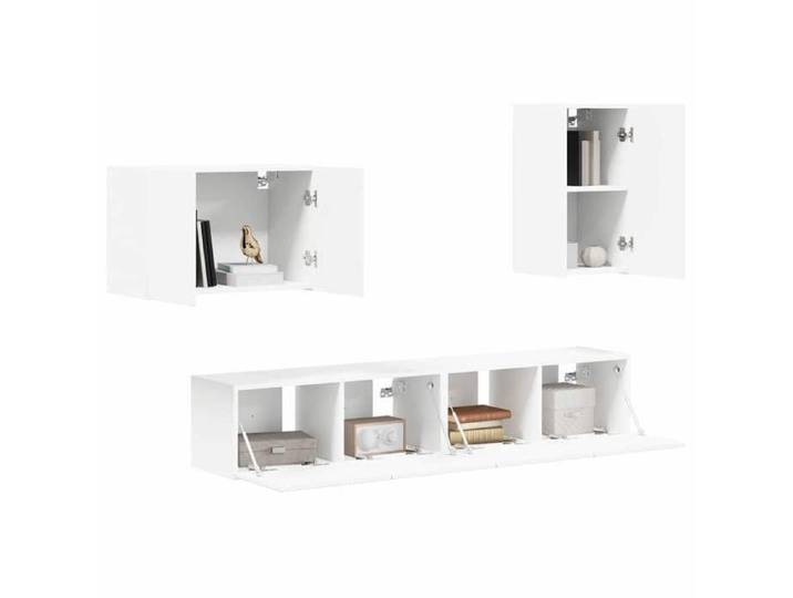 Meuble TV mural - 4 pièces - - bois d'ingénierie - blanc - 7 portes - 7 étagères - 78 5 x 31 x 29 5 cm 359kyn21c