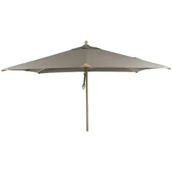 Sonnenschirm Como aus Buchenholz und Polyester, modern skandinavisch, taupe, 3x3 m, für Outdoor