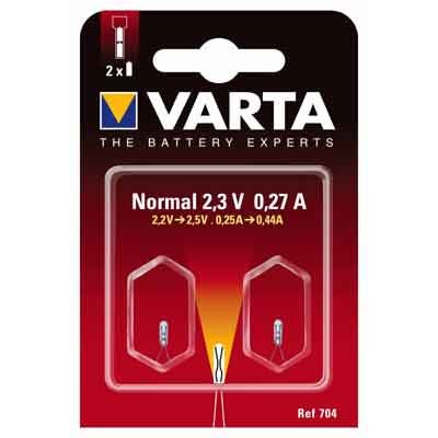 Varta 704 Gloeilamp Bi-Pin-fitting 2,3V 0,27A 2-pack