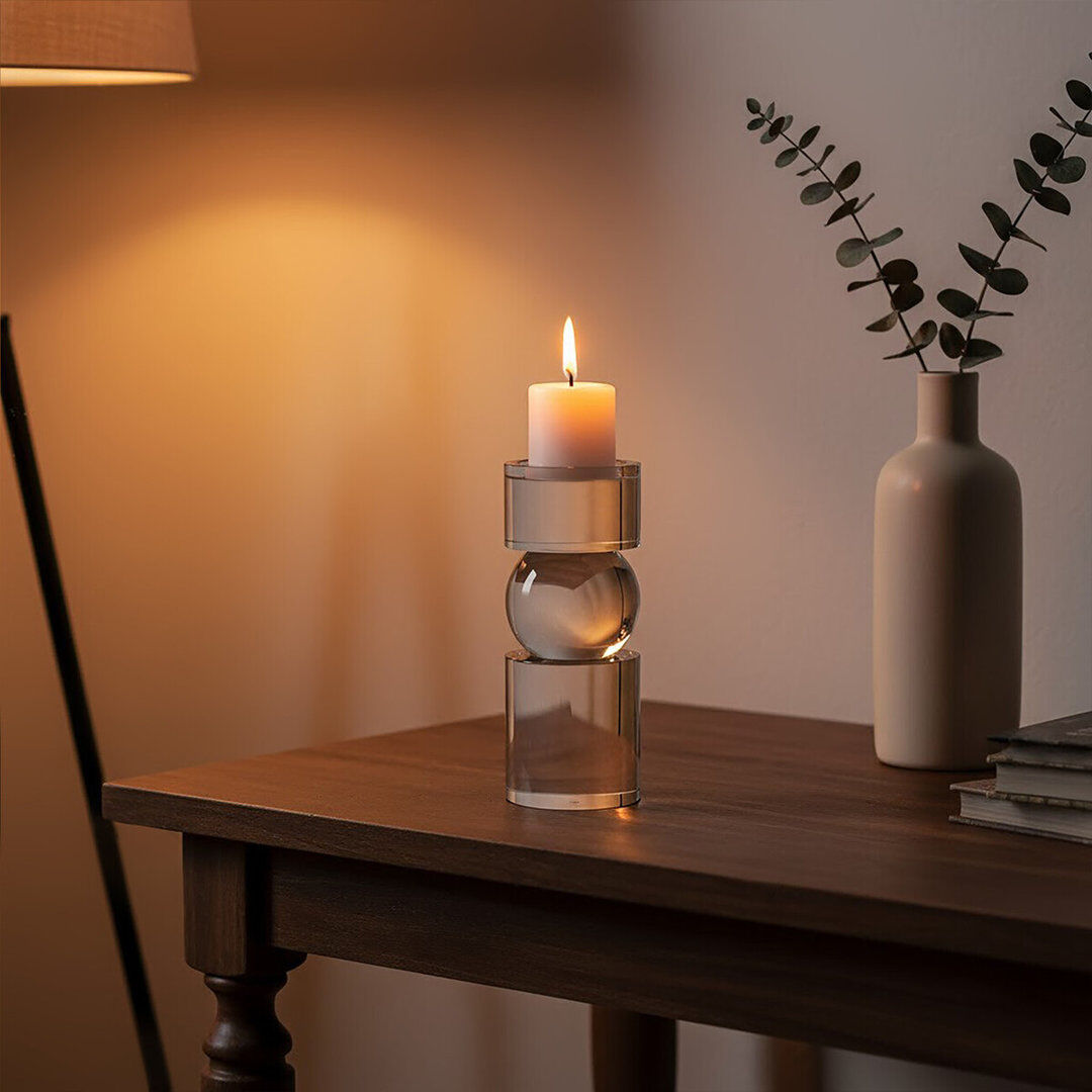 Canora Grey Glass Tabletop Tealight Holder Clear 24cm H x 10cm W x 10cm D