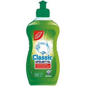 Gut&Günstig Spülmittel Classic, Apfel, hohe Fettlösekraft, mikroplastikfrei, Flasche, 500ml