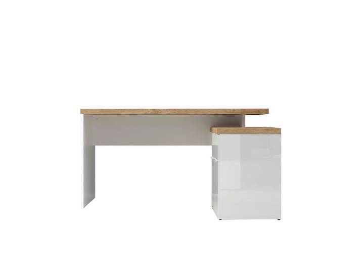 Eckschreibtisch Easy Office Eichefarben/Weiß Hochglanz