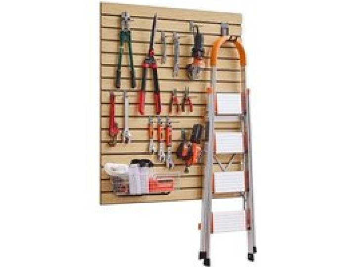 VEVOR Panneau à Lattes Mural Garage, 1220x1220 mm, Panneau Rangement Outils MDF avec Conception Modulaire, Porte-outils Muraux pour Affichage, Organisation, Stockage, Atelier, Artisanal, Couleur Bois