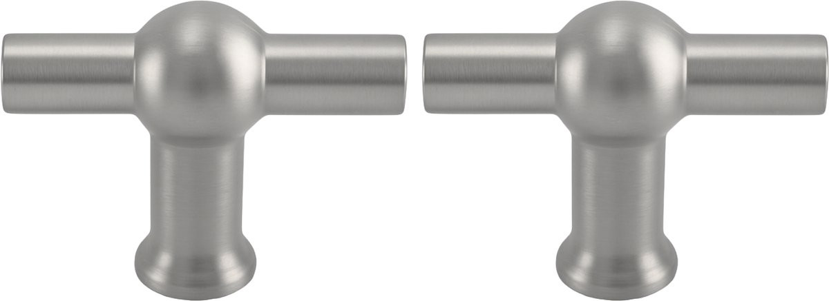 MJM Set van 2 T-Greep Kastknoppen RVS - Meubelknop 48mm voor Keukenkast en Deurknopjes