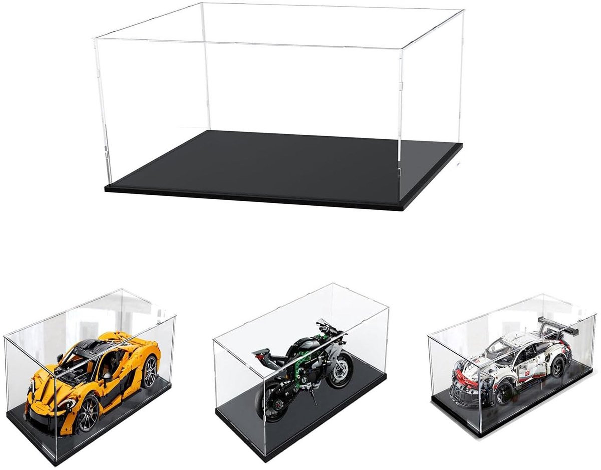 Omgoods Transparante Acryl Displaykast met Zwarte Basis, 3mm dikte