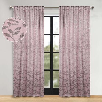 Superior Leaves Back Tab Curtains Room Darkening Machine Washable, Set of 2