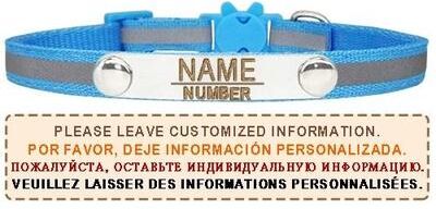 Uplift Essentials Reflective Personalized Breakaway Cat Collar blue