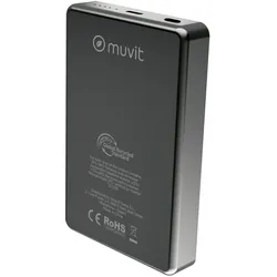 Muvit Powerbank for Change Schwarz Aluminium 10000 mAh (10000 mAh, 15 W), Powerbank, Schwarz