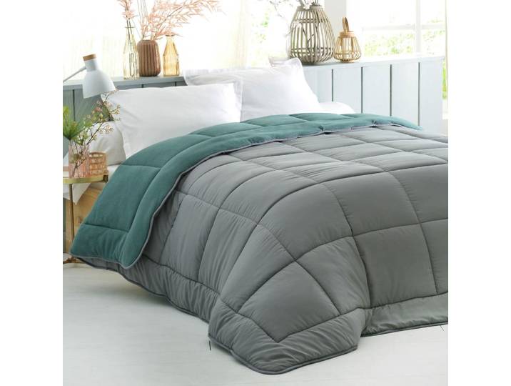 Couette tempérée en polyester gris moyen 140x200cm