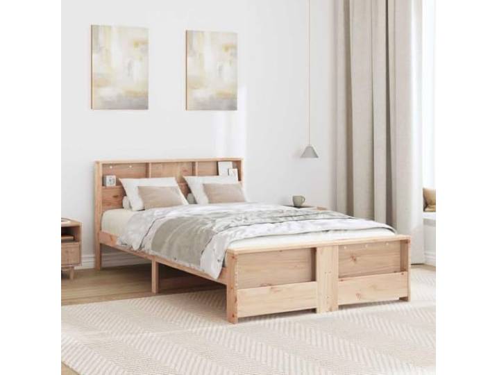 KTHLBRH Bettgestell, braun, 140 x 190 cm, Massivholz Rechteckiger Boden, feste Latten, minimalistisches Design, Verwendung im Innenbereich