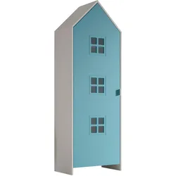 Kinderkleiderschrank Casami ca. 58x171x37 cm Weiß/Blau