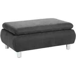 HOCKER Kaye Bezug Veloursstoff Metallfuß verchromt / anthrazit