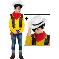 Maskworld Lucky Luke Kostüm für Kinder mit Hut (104, 98)