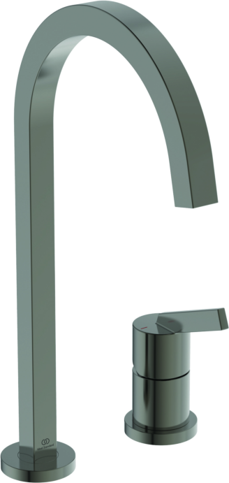 Ideal Standard Küchen-2-Loch-Armatur BD423A5 magnetic grey, mit hohem eckigen Rohrauslauf
