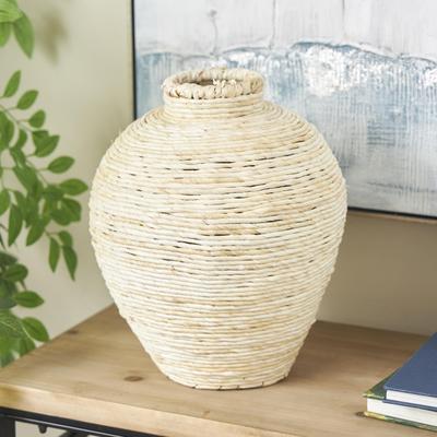 ARCILLA ELEMENTAL Cream Seagrass Handmade Wrapped Pot Decorative Vase