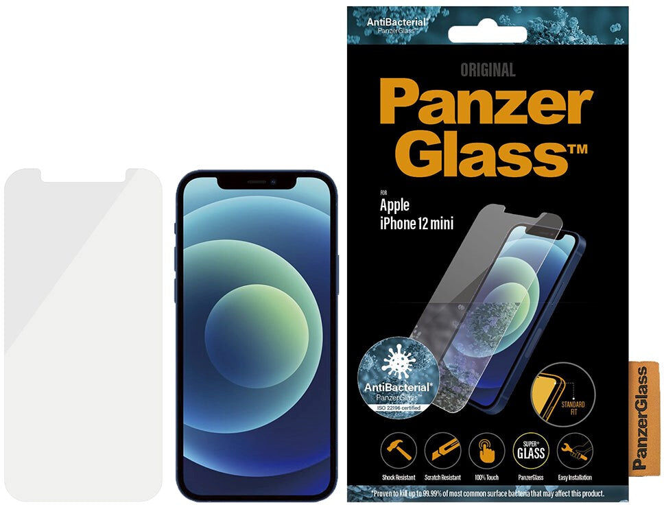 iPhone 12 Mini PanzerGlass AntiBacterial Standard Fit Skærmbeskyttelse - Gennemsigtig