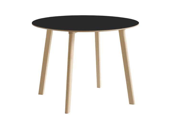 HAY CPH220 Deux 2.0 Tisch Ø98 cm Black laminate-untreated beech