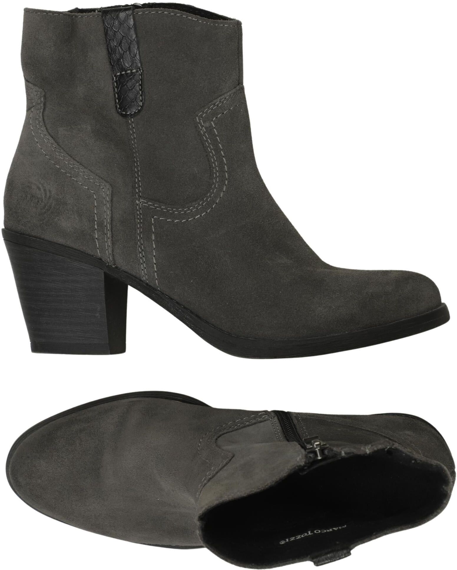 Marco Tozzi Damen Stiefelette, Grau, Gr. EU 38, Leder - Second Hand