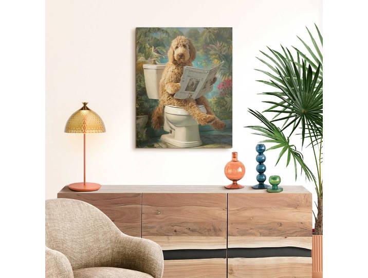Deco-Panel REINDERS Die Morgenzeitung , braun (farbe bild(er): grün), B:40cm H:50cm T:2cm, MDF, Bilder, Deco-Panel, Toilette - Grün - MDF - Tiere - 40x50 cm
