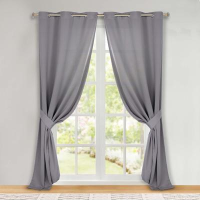 Superior Solid Room Darkening Curtains Set of 2 with Grommets & Tie Backs – Light Filtering Window Panels