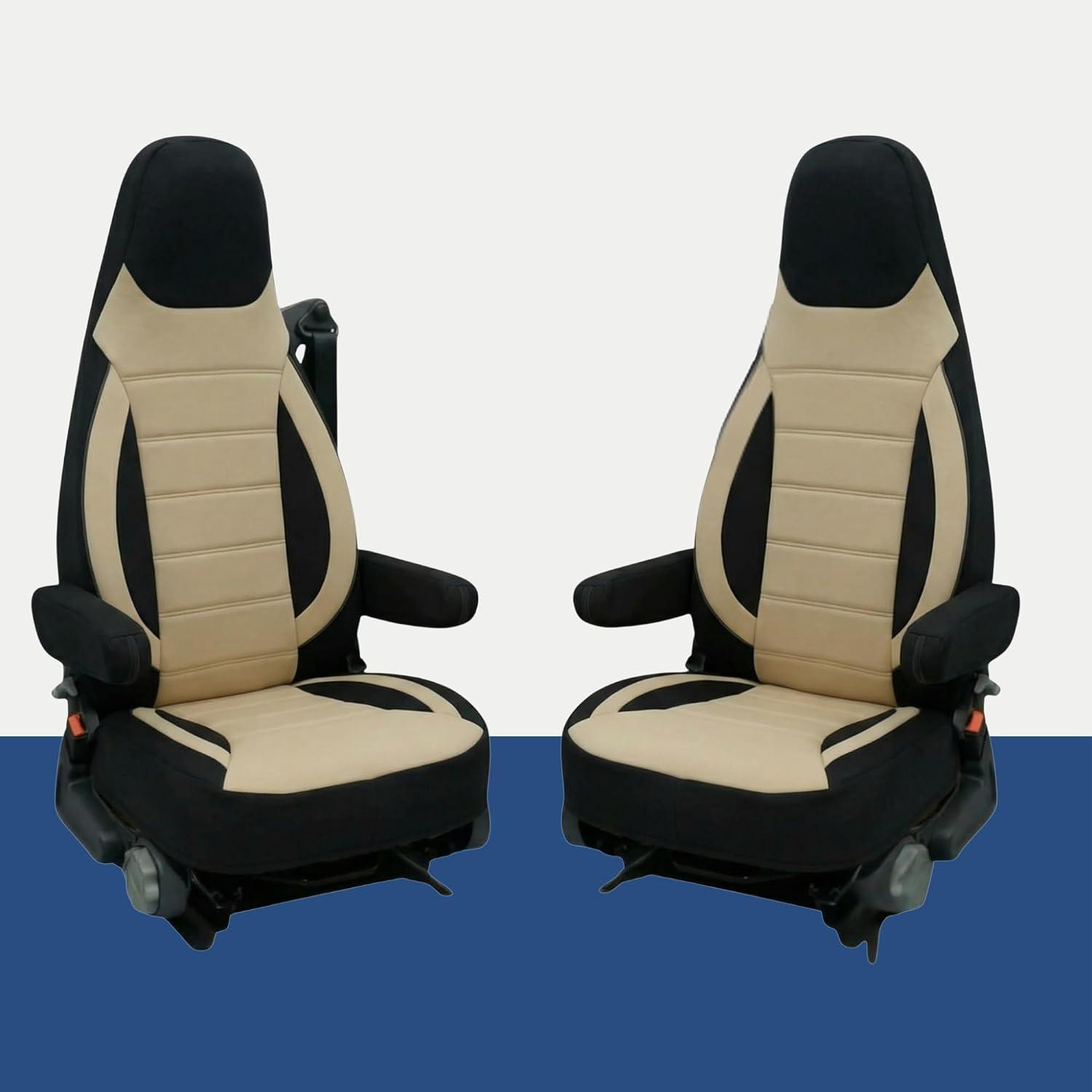 Set van 2 zwarte stoelhoezen voor Aguti GIS Liner en Milan camperstoelen met armleuningen, geschikt voor stoelen met ingebouwde gordel, passend voor Pössl, Knaus, Adria en Carthago