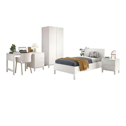 KINDERZIMMER SET Keely Kiefer weiß Bett NaKo Schrank Schreibtisch