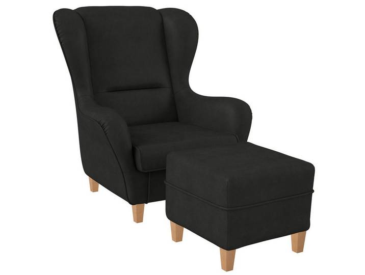 Supellex Ohrensessel Sofia Relaxsessel mit Hocker – Milano Anthrazit