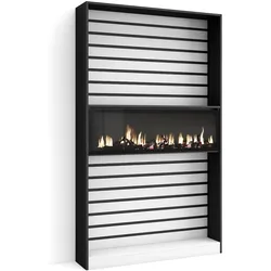 SKRAUT HOME Bücherregal, Holzregal, 110x25x186cm, Wohnzimmer - Büro, Für Bücher, Moderner Stil, Schwarz und weiß _ 73_2