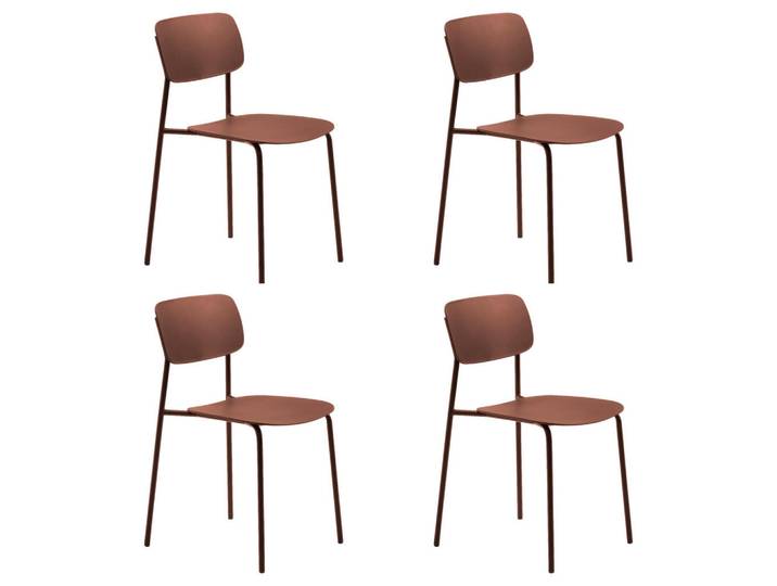 Livetastic Stuhl-Set Kirkland, Terracotta, Kunststoff, Rundrohr, 43.5x79x61 cm, stapelbar, abwischbar, Esszimmer, Stühle, Esszimmerstühle, Esszimmerstühle-Set