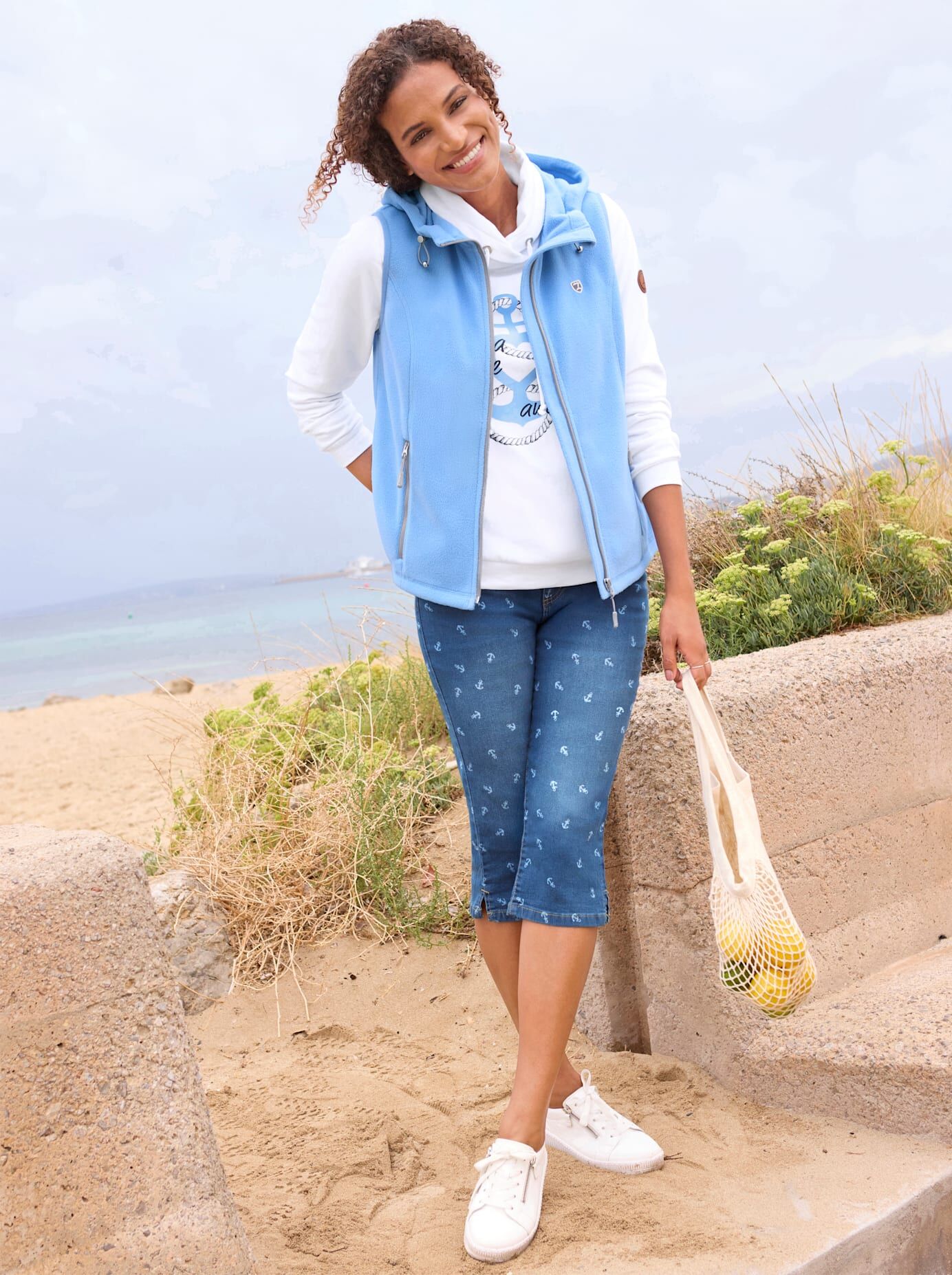 Fleeceweste CASUAL LOOKS, Damen, Gr. 40, himmelblau, 100% Polyester, unifarben, Westen Fleeceweste himmelblau 40