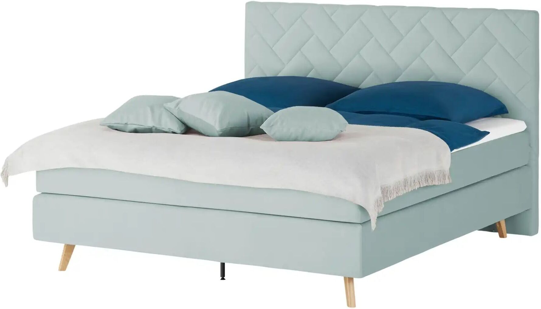 Höffner Boxspringbett  Weave ¦ blau ¦ Maße (cm): B: 180 H: 122