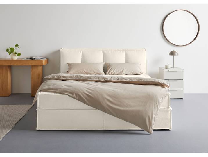 Boxspringbett, Polyester, Ivory, 170×230 cm, Inkl. Topper & 2 Matratzen, Klassisch, LeGer
