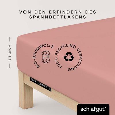 Spannbettlaken SCHLAFGUT "Soft Contact", lila (lila mid), L:200cm, Feinbiber, Obermaterial: 100% Baumwolle, Bettlaken, Spannbettlaken, 100% Bio Baumwolle