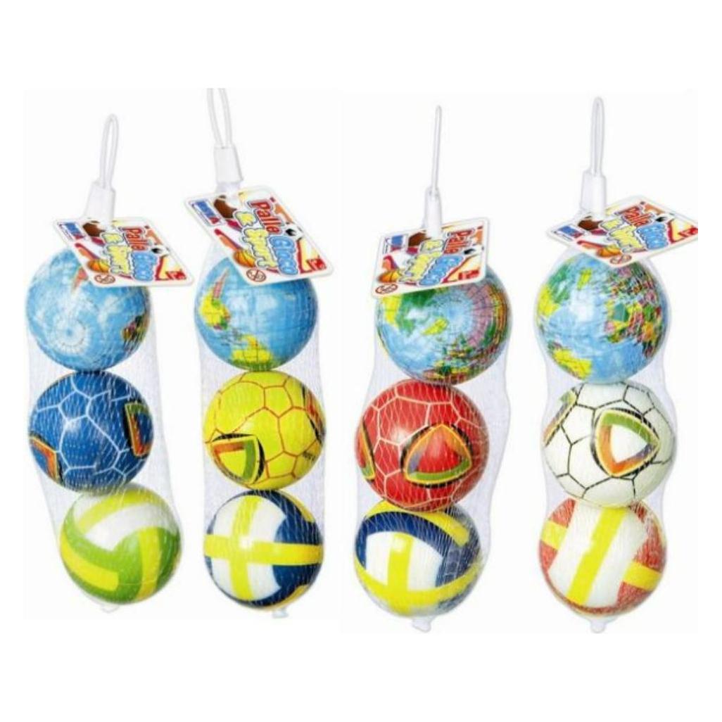 Rs Toys 3 PU BALLS 6.3 CM 1 GLOBE + 2 SPORTS IN NET (69868896)