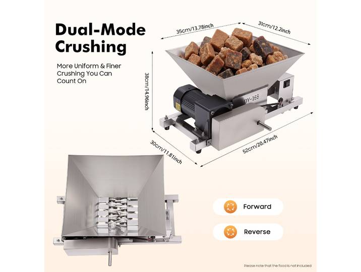 Broyeur à fruits en acier inoxydable 60W, moulin à raisins, moulin à fruits électrique 4L avec moteur en cuivre, ouverture de remplissage pour la fabrication de vin de fruits