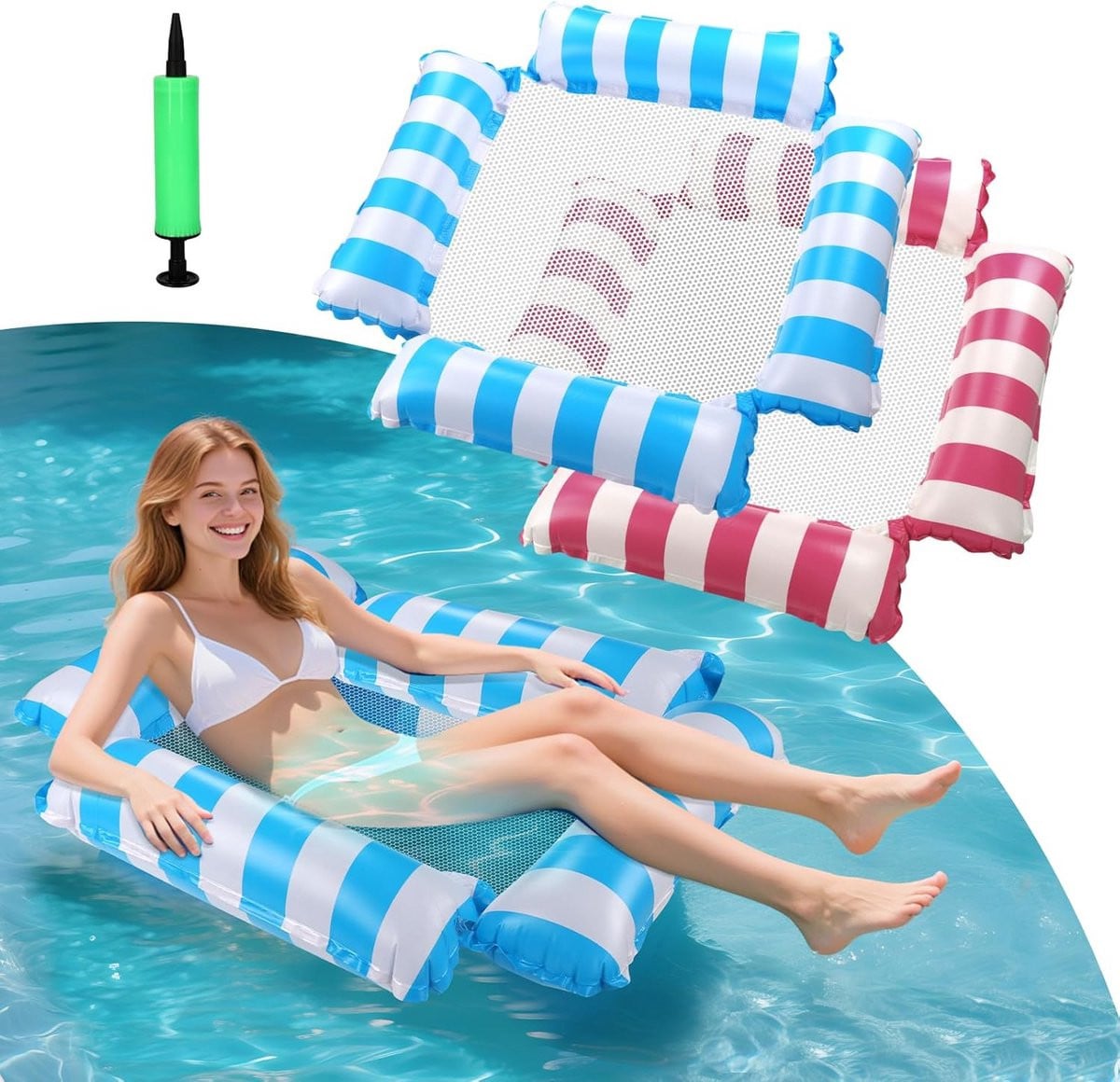 Opblaasbaar Waterbed 4-in-1 Zwemstoel voor Zwembad en Strand