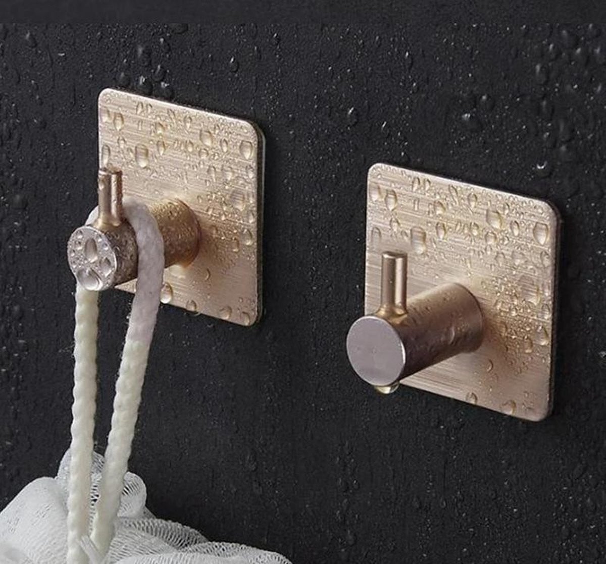 Heble 2 Zelfklevende Handdoekhaakjes - Goud - voor Badkamer of Keuken