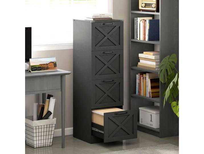 Pour Petit Espace Optimisez le Rangement avec ce Meuble de Bureau Vertical 4 Tiroirs Noir