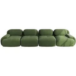 Merax Modulares Cord Sofa 4-Sitzer, Cloud Sofa rahmenlos, bodennah mit tiefer Sitzfläche, weich & bequem, rutschfest, Grün
