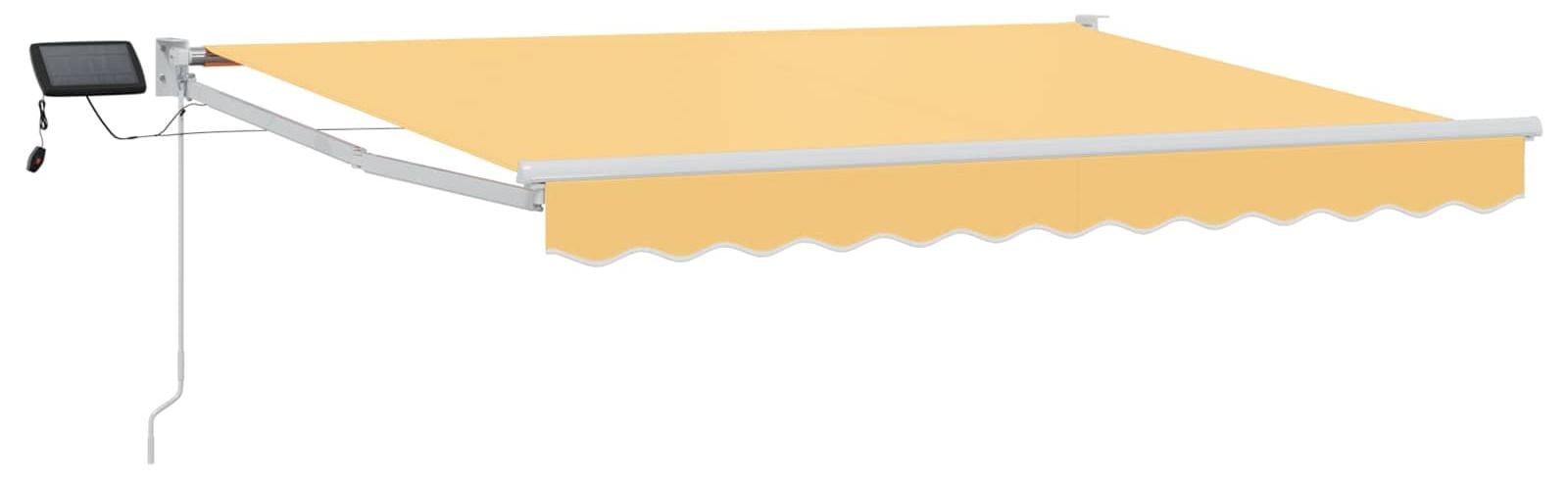 vidaXL Handmatig zonnescherm met scharnierarm en LED-verlichting, zand